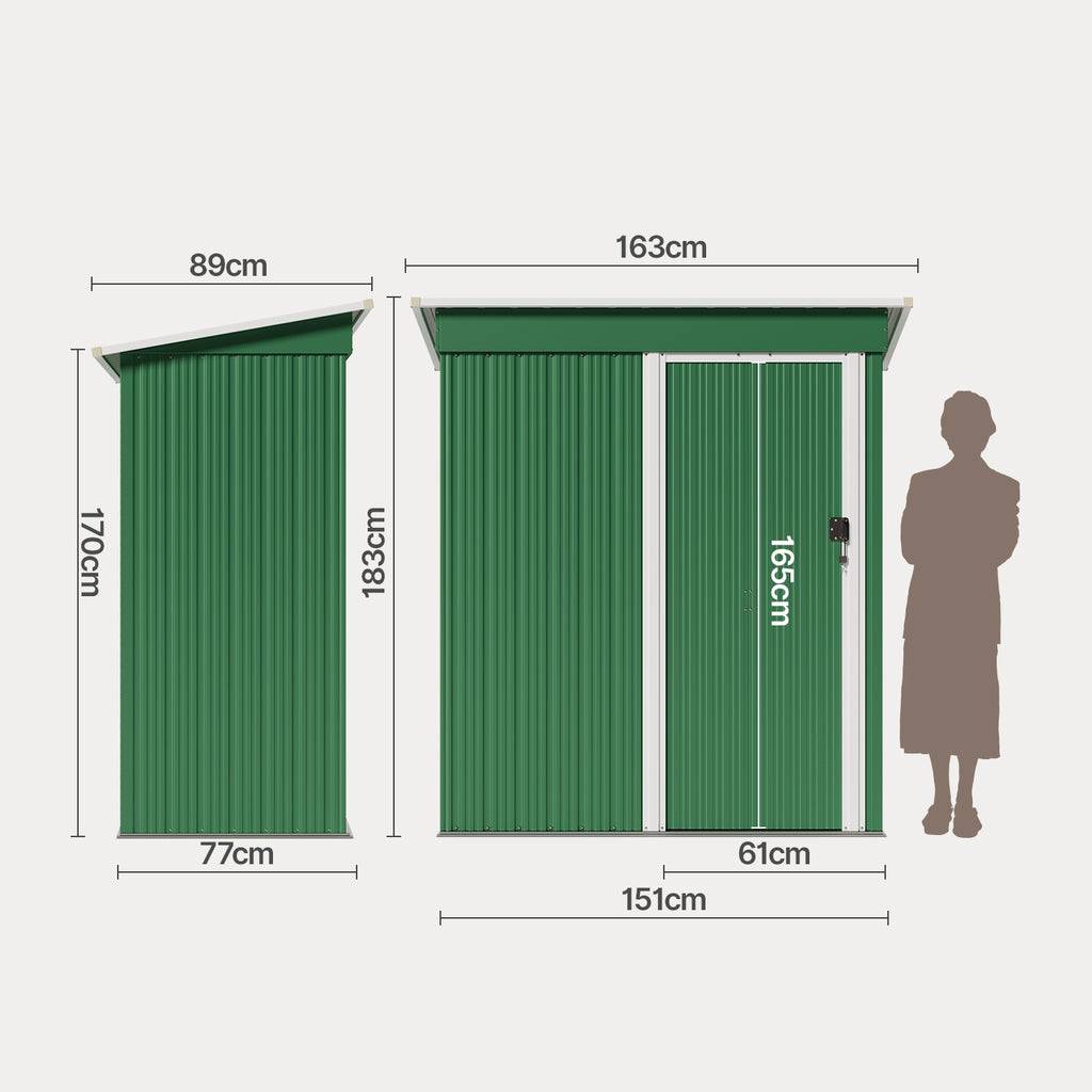 Bealife CC22 Abri de jardin en métal avec porte coulissante et serrure, grand espace de rangement pour jardin, terrasse, pelouse