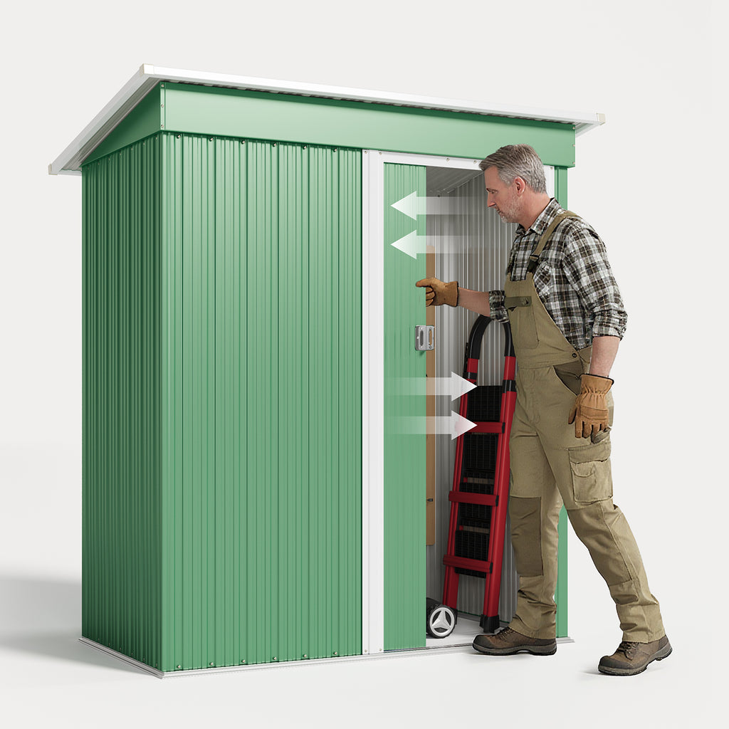 Bealife CC22 Abri de jardin en métal avec porte coulissante et serrure, grand espace de rangement pour jardin, terrasse, pelouse