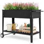 Bealife Chariot de jardin CC25 avec surface de plantation, potager surélevé mobile avec roues et étagère de rangement – 104 x 41 x 80 cm, résistant aux intempéries pour terrasse, balcon et jardin
