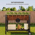 Bealife Chariot de jardin CC25 avec surface de plantation, potager surélevé mobile avec roues et étagère de rangement – 104 x 41 x 80 cm, résistant aux intempéries pour terrasse, balcon et jardin