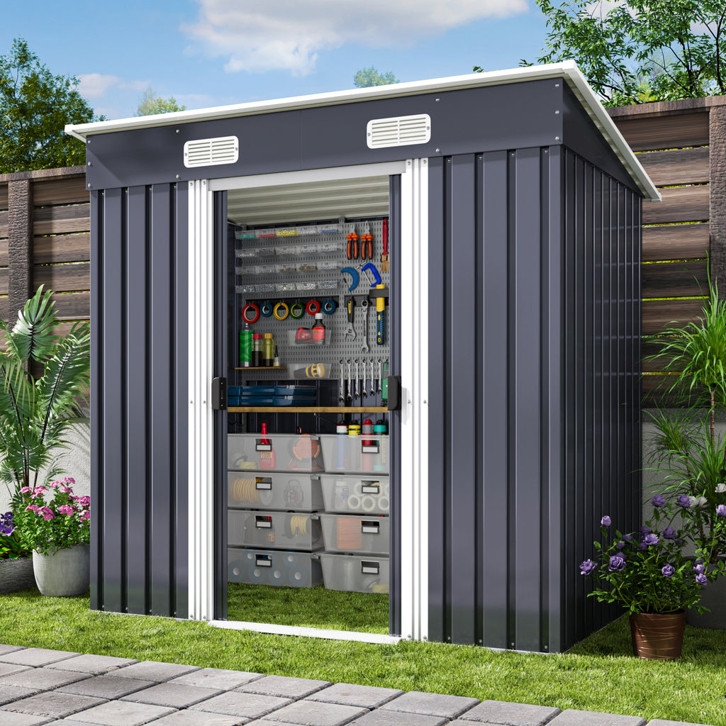Bealife CC26 Metal Garden Shed with Lock – 183×109×182 cm, Weatherproof & Stable for Tools & Equipment