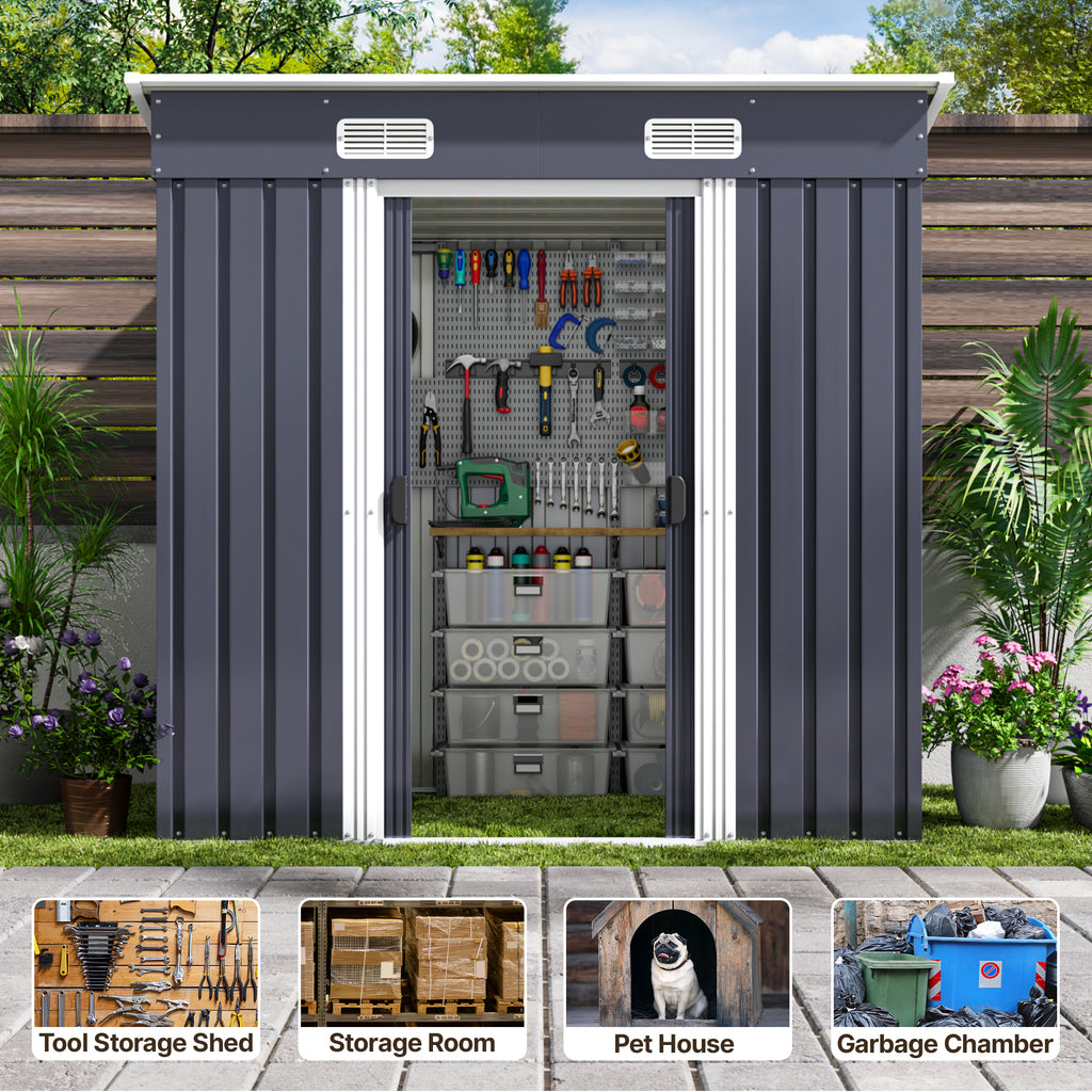 Bealife CC26 Metal Garden Shed with Lock – 183×109×182 cm, Weatherproof & Stable for Tools & Equipment