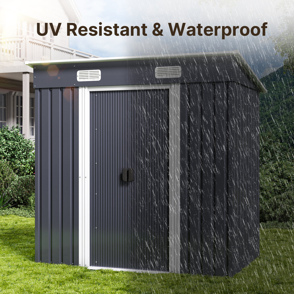 Bealife CC26 Metal Garden Shed with Lock – 183×109×182 cm, Weatherproof & Stable for Tools & Equipment