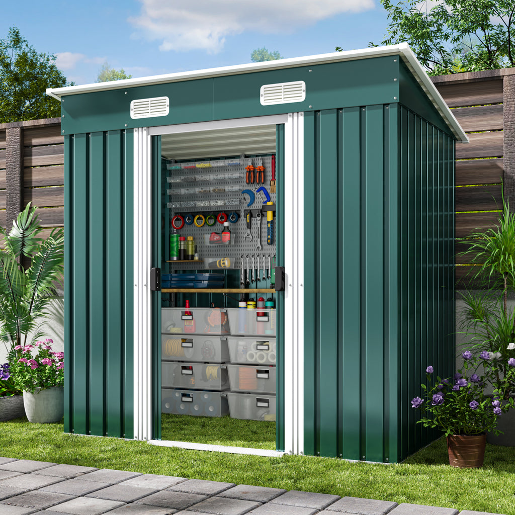 Bealife CC26 Metal Garden Shed with Lock – 183×109×182 cm, Weatherproof & Stable for Tools & Equipment