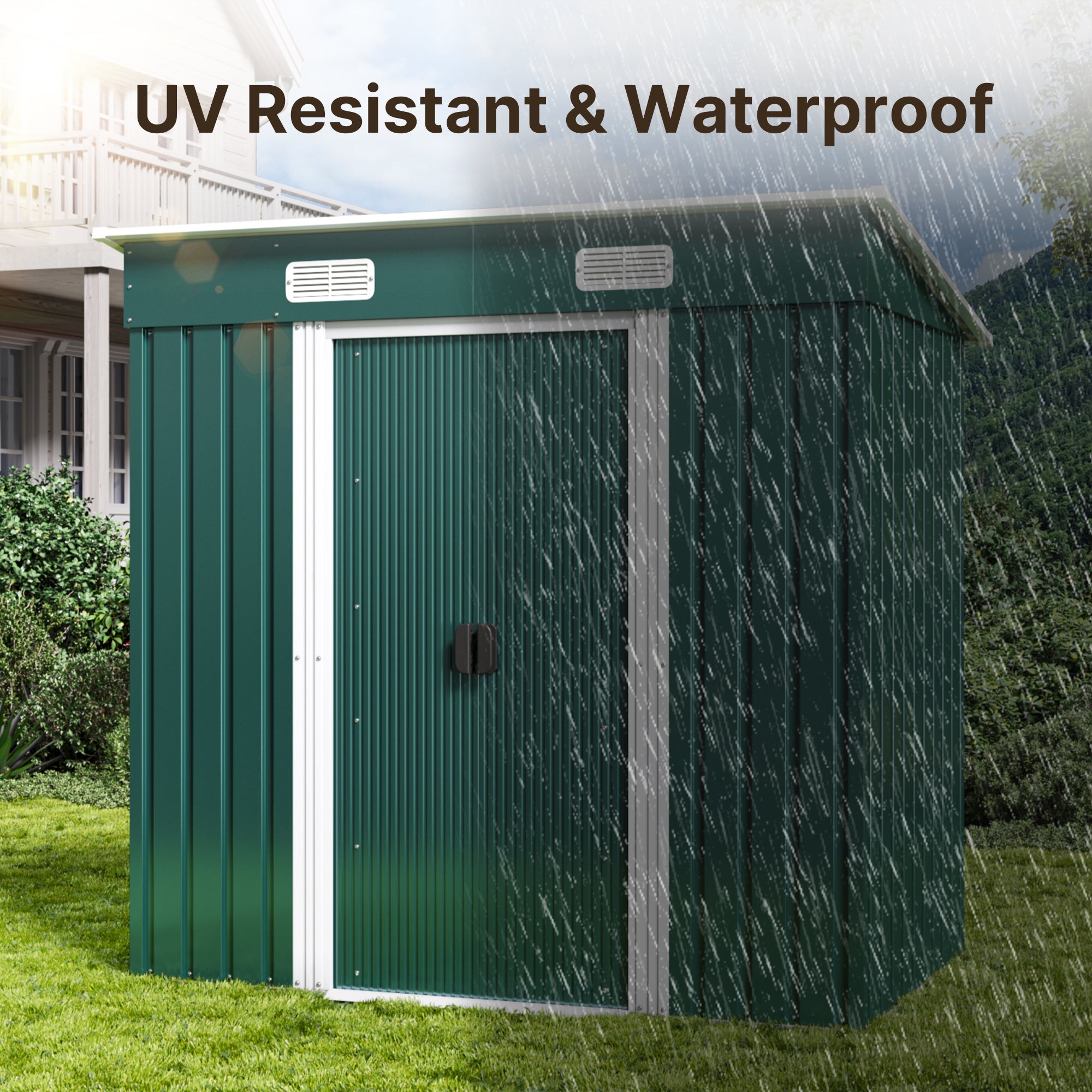 Bealife CC26 Metal Garden Shed with Lock – 183×109×182 cm, Weatherproof & Stable for Tools & Equipment