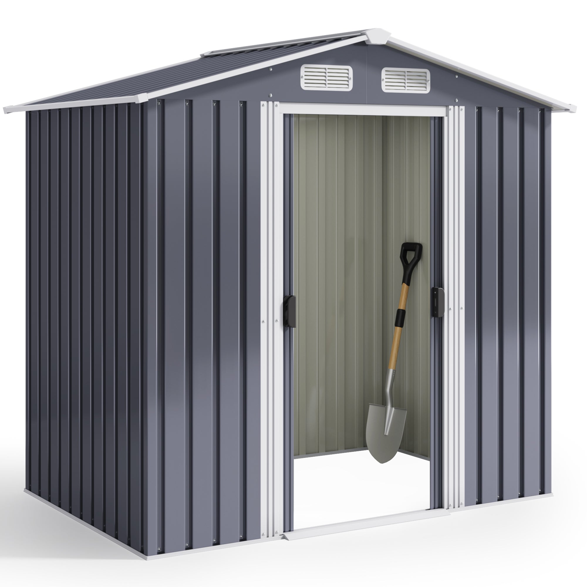 Bealife CC27 Abri de jardin en métal avec serrure – 184 × 119 × 186 cm, résistant aux intempéries et stable pour outils et équipements