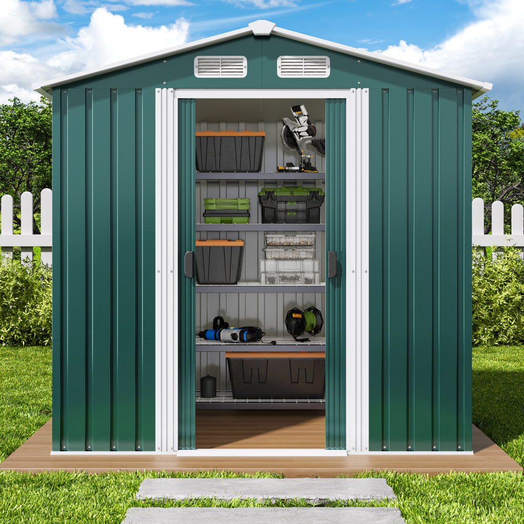 Bealife CC27 Abri de jardin en métal avec serrure – 184 × 119 × 186 cm, résistant aux intempéries et stable pour outils et équipements