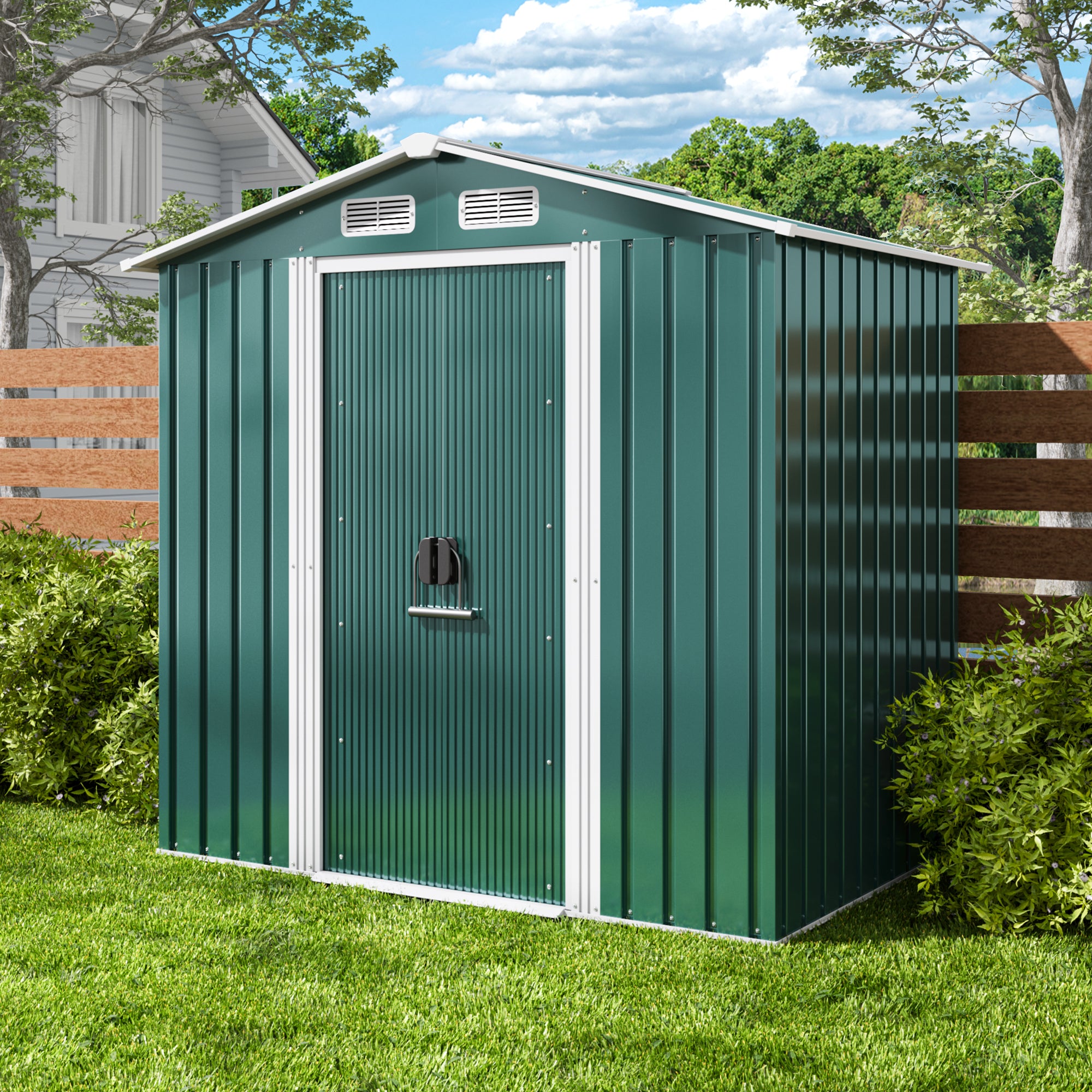 Bealife CC27 Abri de jardin en métal avec serrure – 184 × 119 × 186 cm, résistant aux intempéries et stable pour outils et équipements