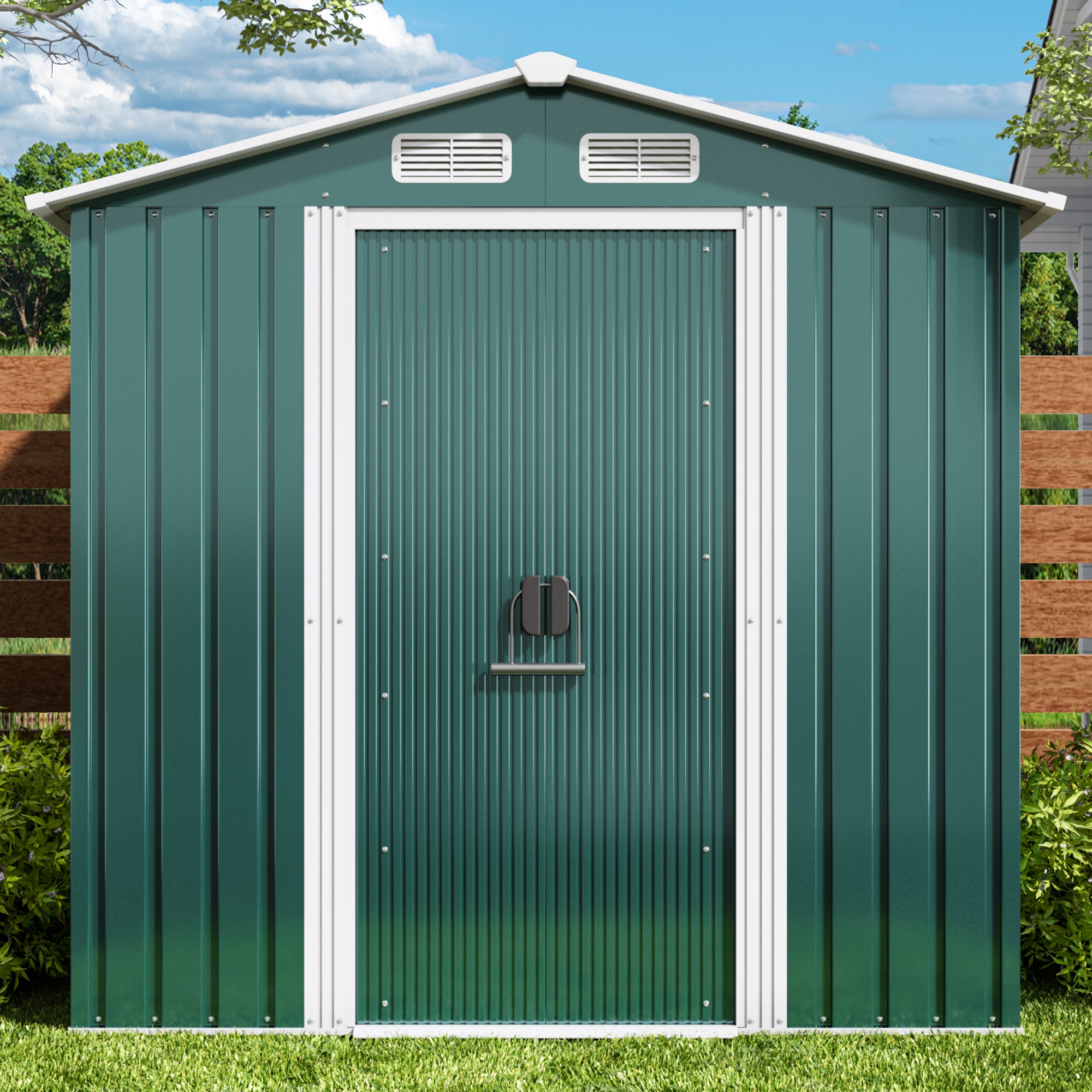 Bealife CC27 Abri de jardin en métal avec serrure – 184 × 119 × 186 cm, résistant aux intempéries et stable pour outils et équipements