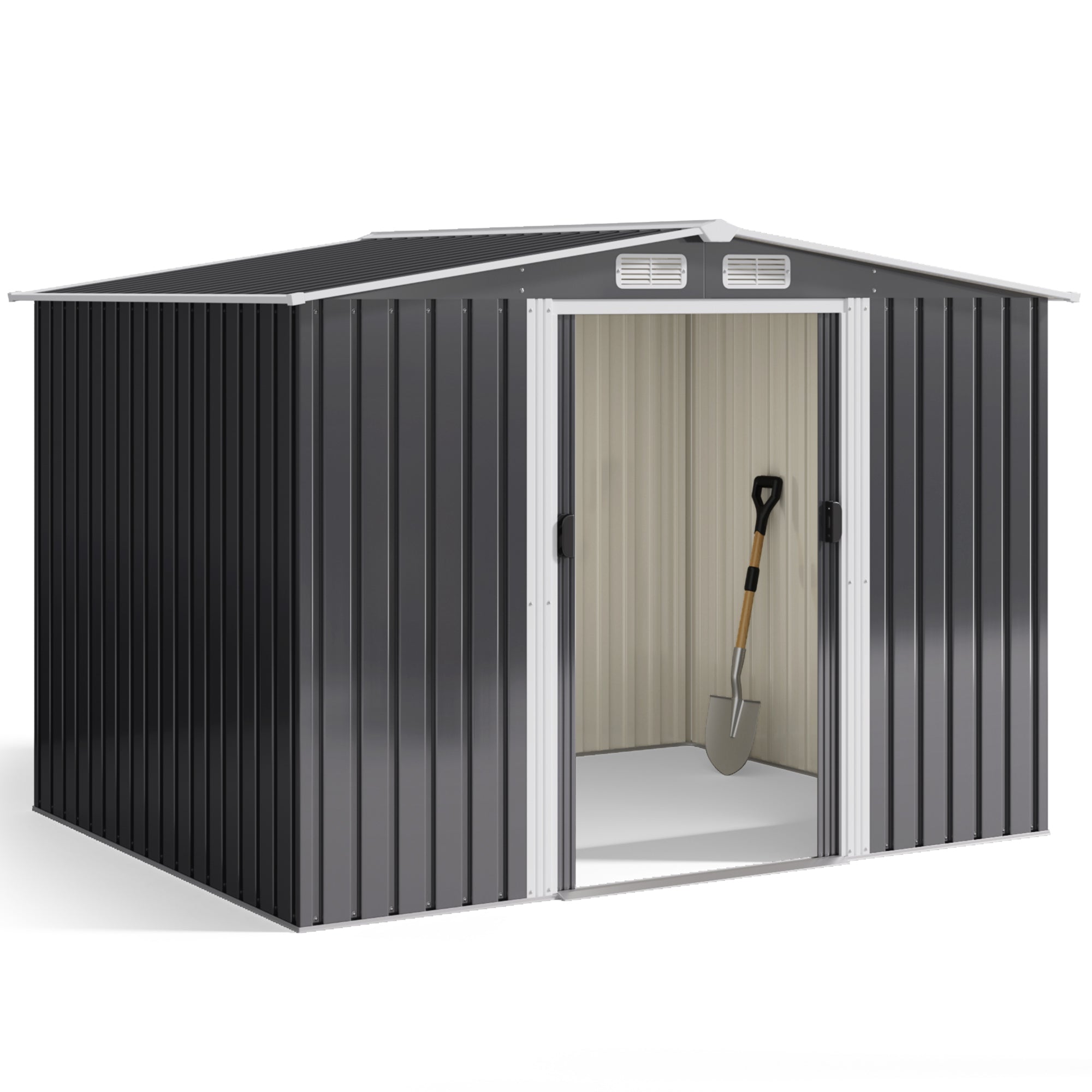 Abri de jardin en métal Bealife CC28 avec serrure – 247x193x179 cm, multifonctionnel avec grand espace intérieur, résistant aux intempéries et stable