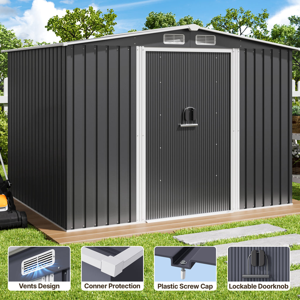 Abri de jardin en métal Bealife CC28 avec serrure – 247x193x179 cm, multifonctionnel avec grand espace intérieur, résistant aux intempéries et stable