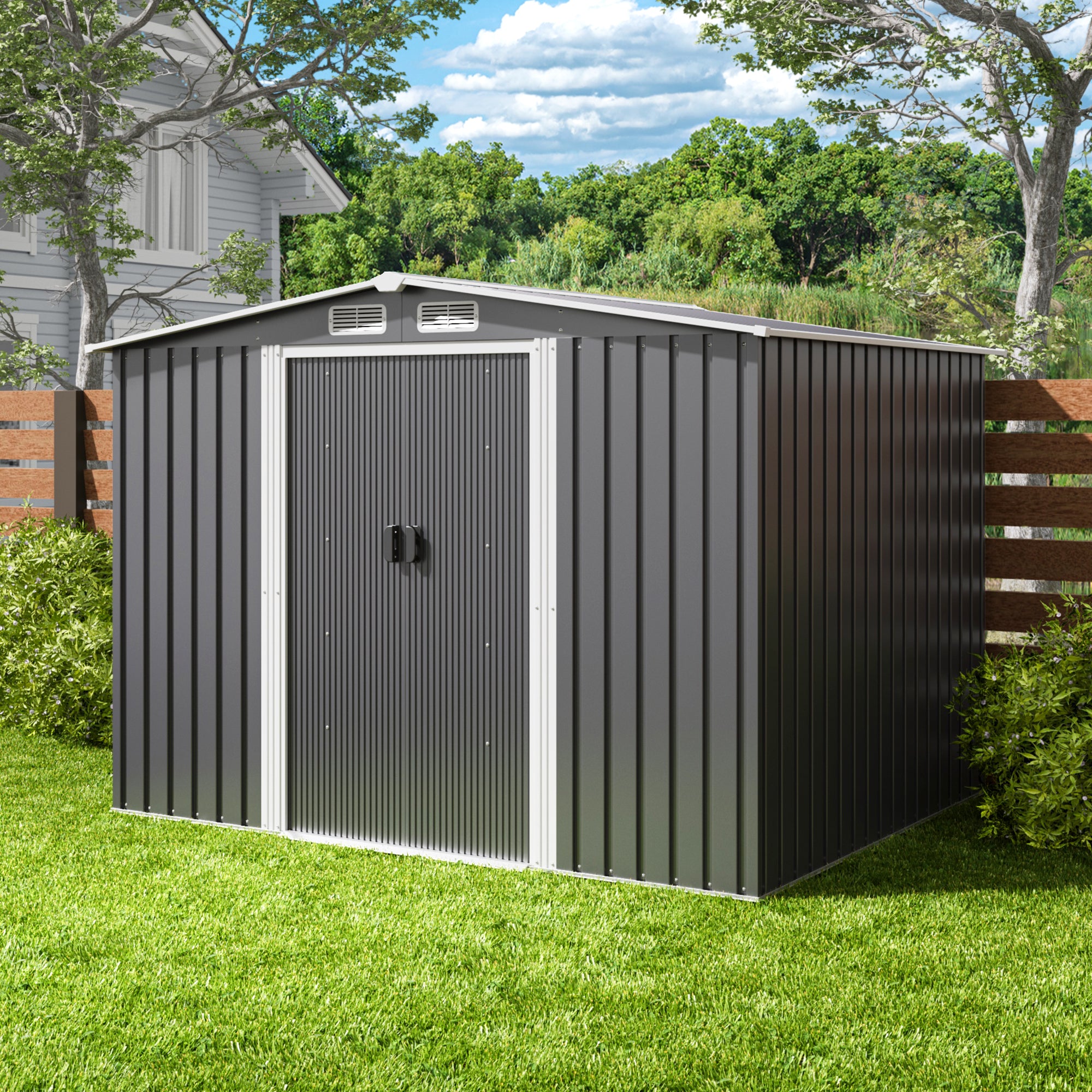 Abri de jardin en métal Bealife CC28 avec serrure – 247x193x179 cm, multifonctionnel avec grand espace intérieur, résistant aux intempéries et stable