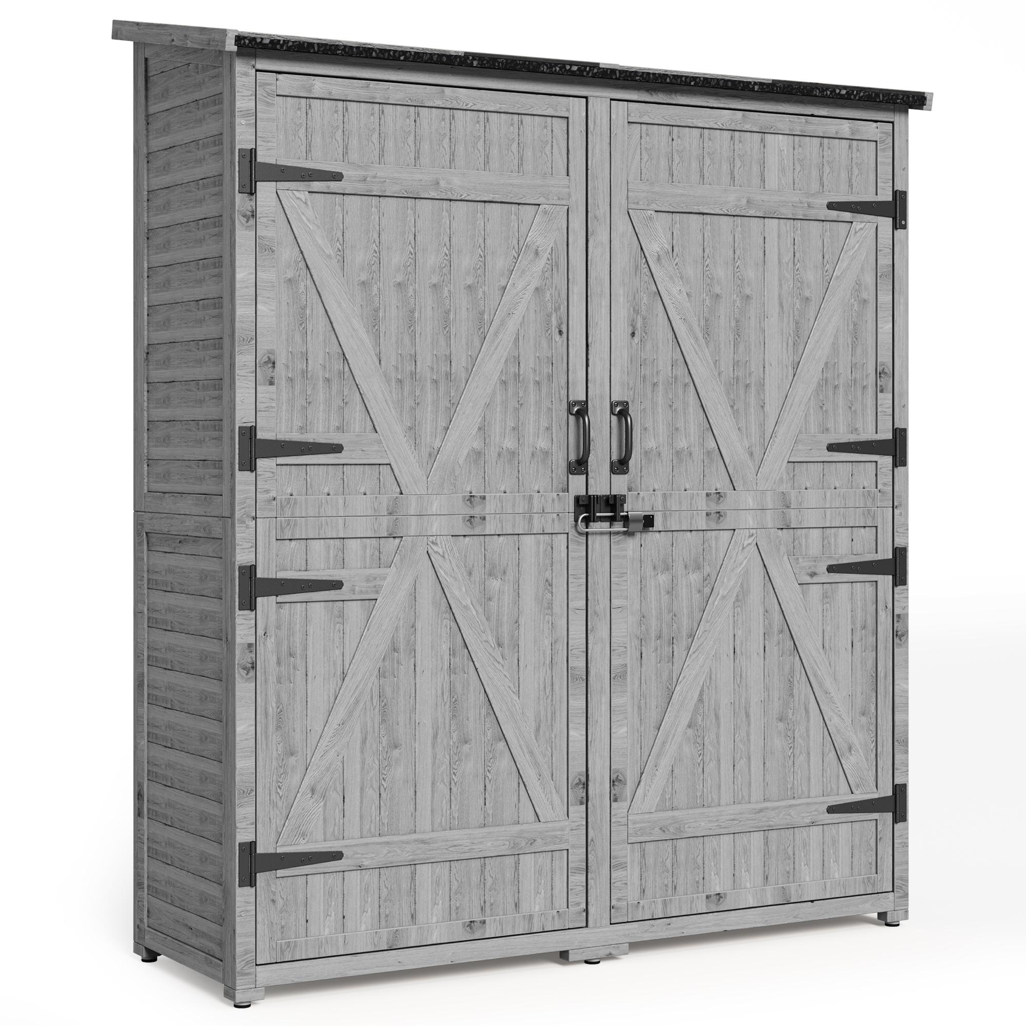 Bealife CC40 Abri de jardin étroit en bois 140×44×162 cm, verrouillable avec étagères amovibles et toit étanche pour jardin et terrasse