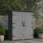 Bealife CC40 Abri de jardin étroit en bois 140×44×162 cm, verrouillable avec étagères amovibles et toit étanche pour jardin et terrasse