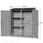 Bealife CC40 Abri de jardin étroit en bois 140×44×162 cm, verrouillable avec étagères amovibles et toit étanche pour jardin et terrasse