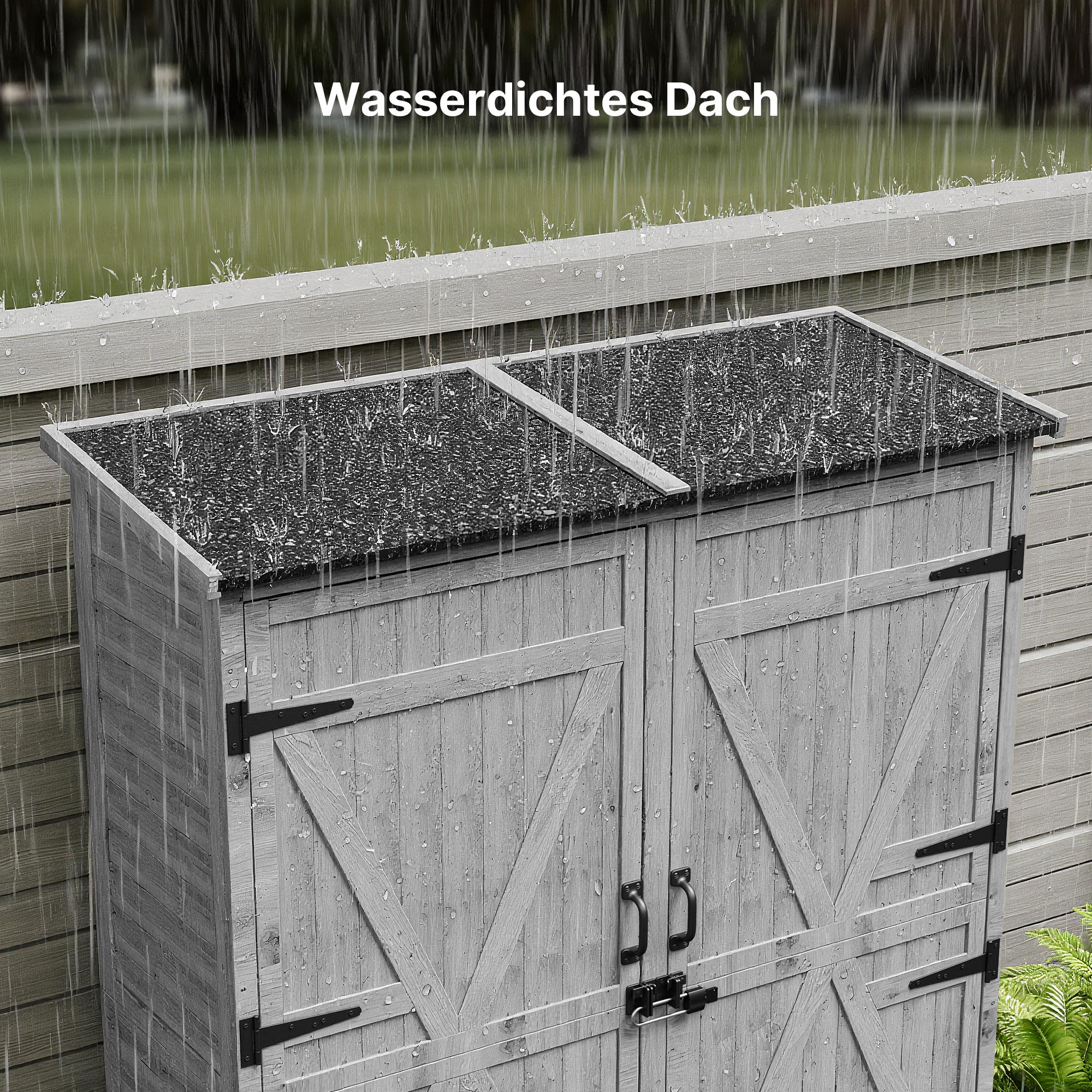 Bealife CC40 Abri de jardin étroit en bois 140×44×162 cm, verrouillable avec étagères amovibles et toit étanche pour jardin et terrasse