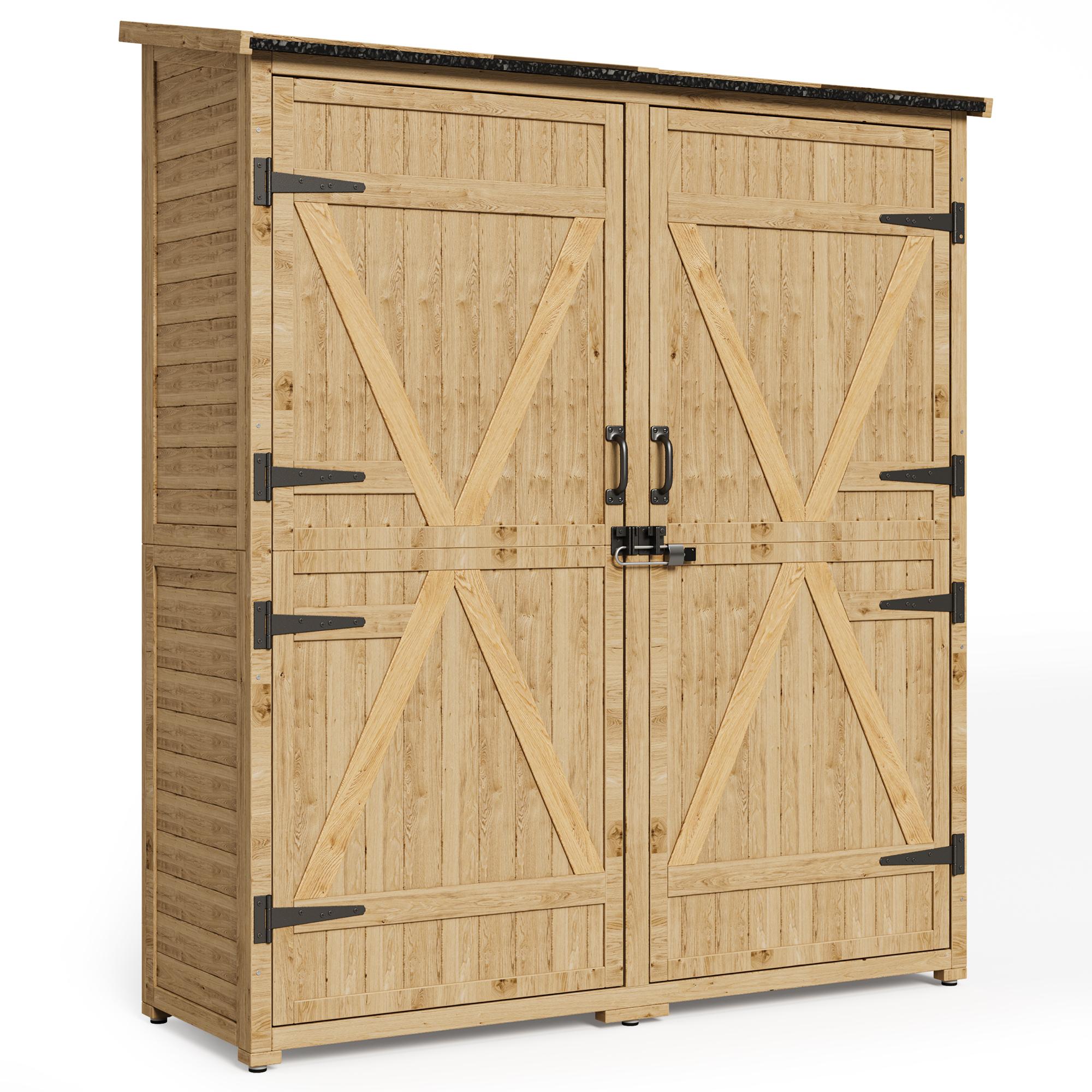 Bealife CC40 Abri de jardin étroit en bois 140×44×162 cm, verrouillable avec étagères amovibles et toit étanche pour jardin et terrasse