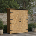Bealife CC40 Abri de jardin étroit en bois 140×44×162 cm, verrouillable avec étagères amovibles et toit étanche pour jardin et terrasse