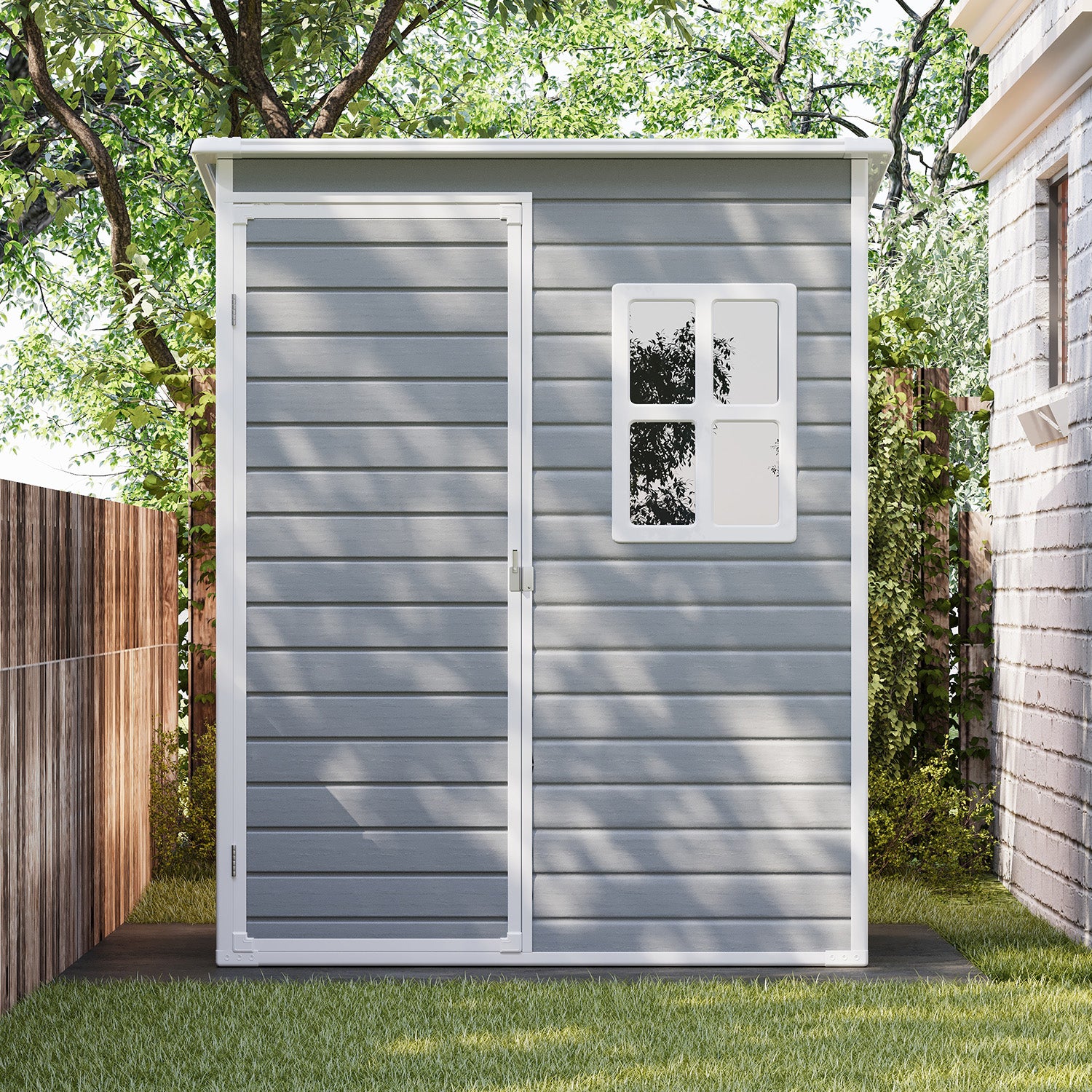 Bealife CC72 Abri de jardin métallique avec plancher et fenêtres - 146×104 ×186 cm, résistant aux intempéries pour outils de jardin