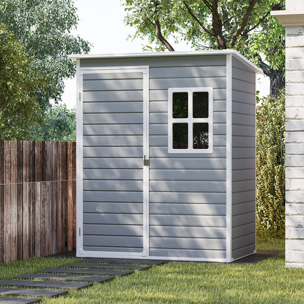 Bealife CC72 Abri de jardin métallique avec plancher et fenêtres - 146×104 ×186 cm, résistant aux intempéries pour outils de jardin