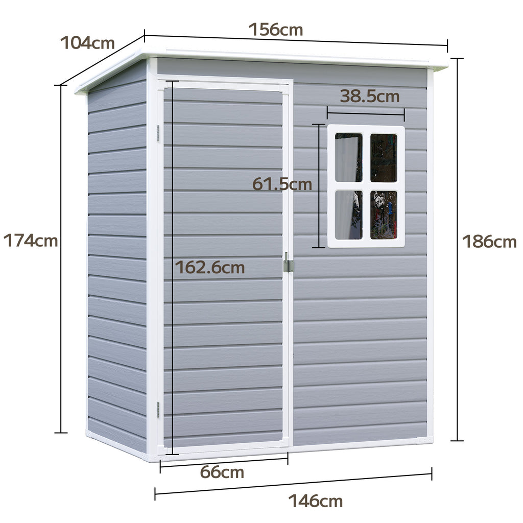 Bealife CC72 Abri de jardin métallique avec plancher et fenêtres - 146×104 ×186 cm, résistant aux intempéries pour outils de jardin