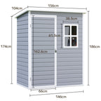 Bealife CC72 Abri de jardin métallique avec plancher et fenêtres - 146×104 ×186 cm, résistant aux intempéries pour outils de jardin