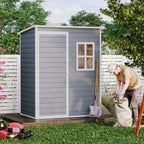 Bealife CC72 Abri de jardin métallique avec plancher et fenêtres - 146×104 ×186 cm, résistant aux intempéries pour outils de jardin