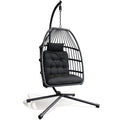 Bealife CD01 Fauteuil suspendu œuf en rotin avec structure métallique de 2 m et coussin d'assise Pour terrasse, jardin et balcon