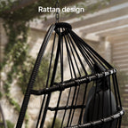 Bealife CD01 Fauteuil suspendu œuf en rotin avec structure métallique de 2 m et coussin d'assise Pour terrasse, jardin et balcon