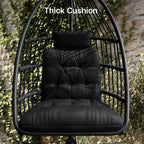 Bealife CD01 Fauteuil suspendu œuf en rotin avec structure métallique de 2 m et coussin d'assise Pour terrasse, jardin et balcon