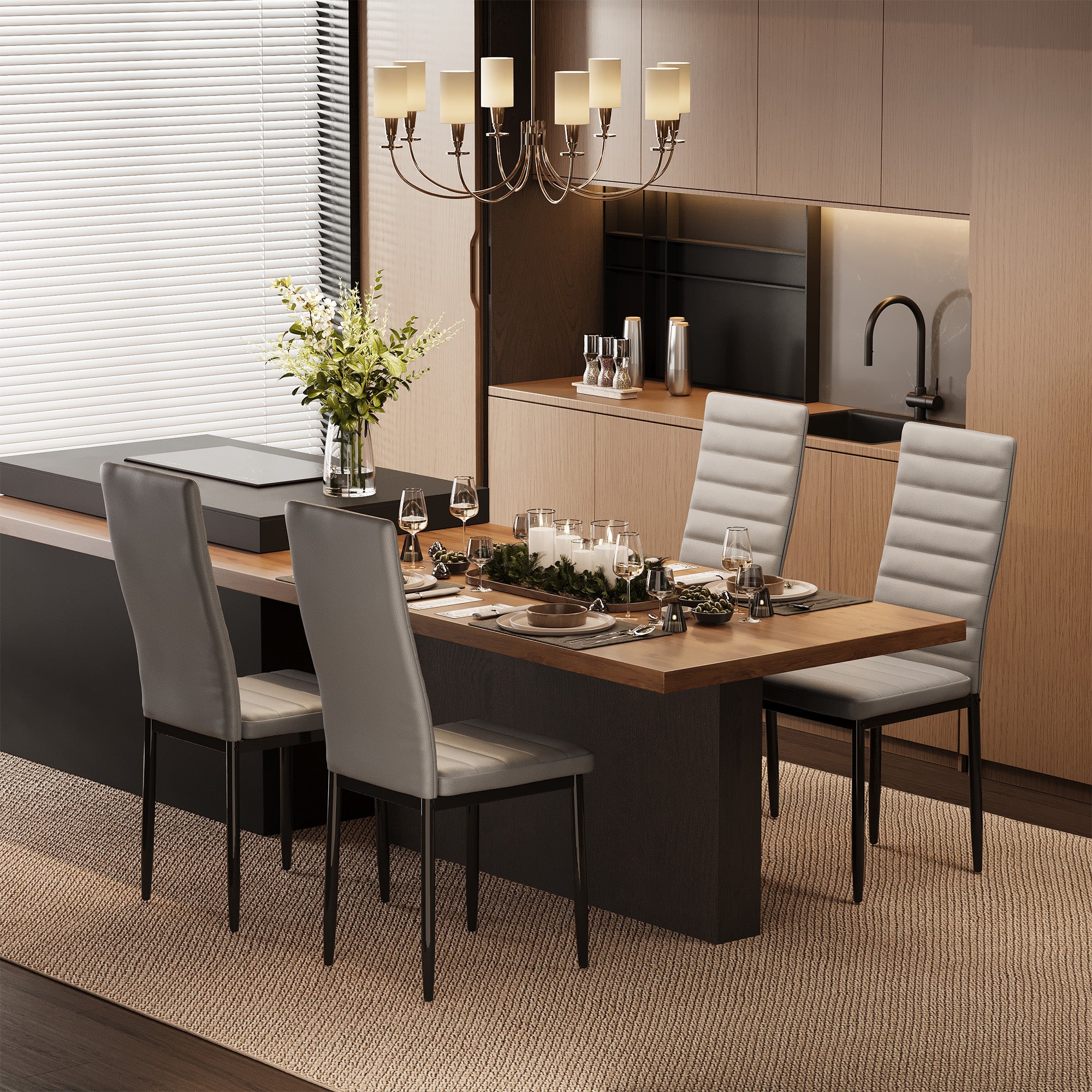 Bealife TB12 Chaises de salle à manger en similicuir, lot de 4 ou 6 – dossier haut et design ergonomique