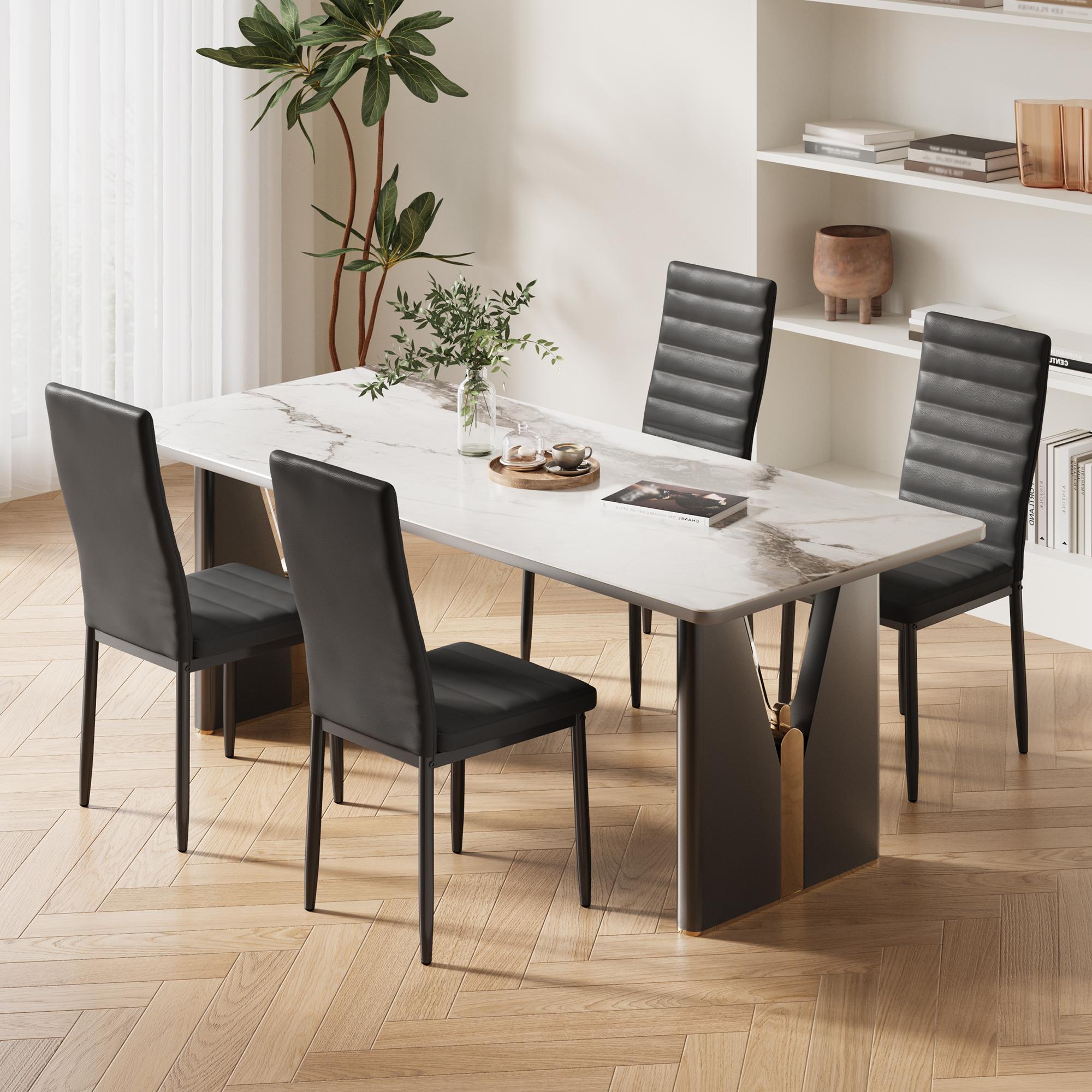 Bealife TB12 Chaises de salle à manger en similicuir, lot de 4 ou 6 – dossier haut et design ergonomique