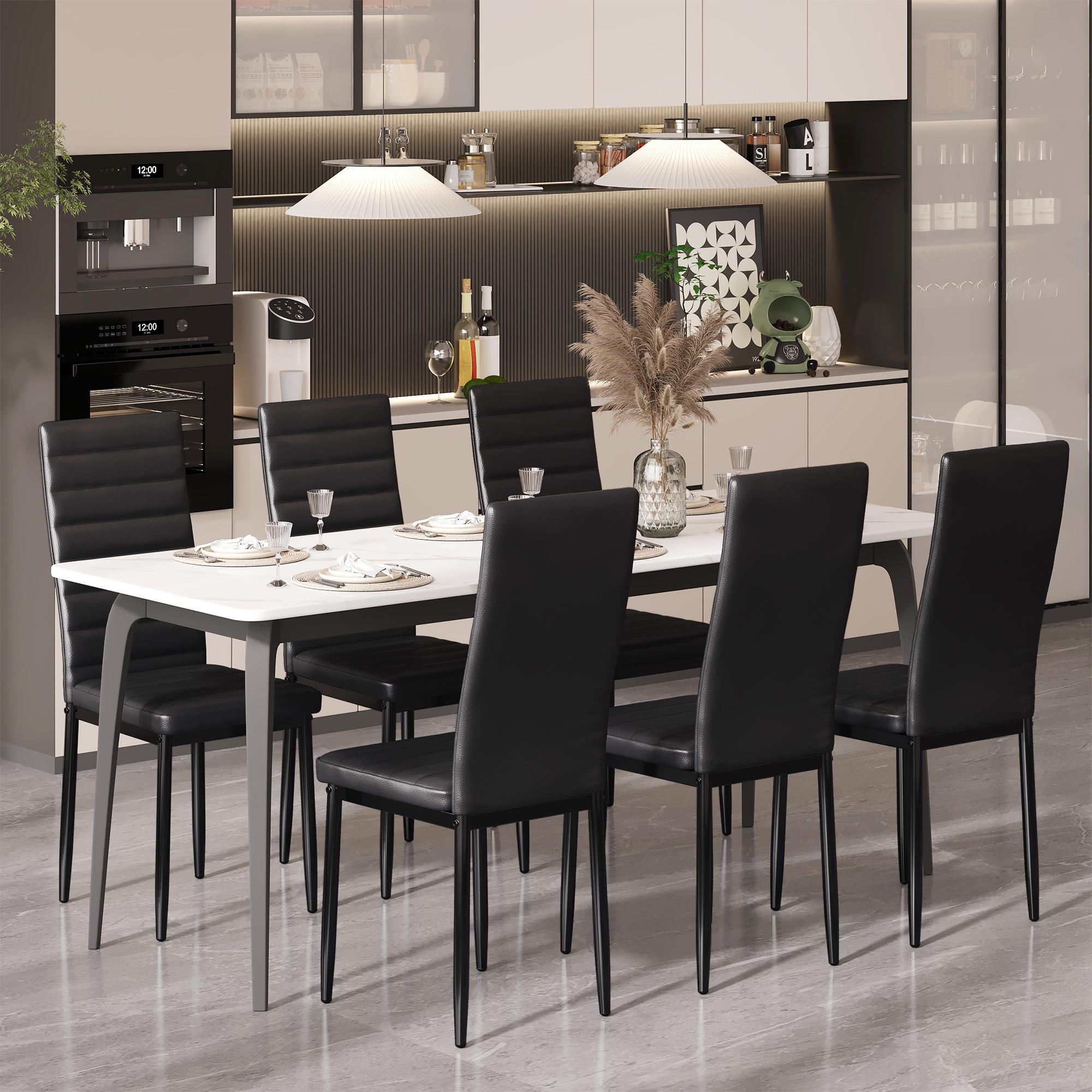 Bealife TB12 Chaises de salle à manger en similicuir, lot de 4 ou 6 – dossier haut et design ergonomique