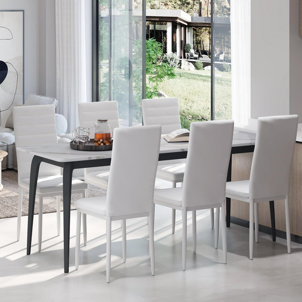 Bealife TB12 Chaises de salle à manger en similicuir, lot de 4 ou 6 – dossier haut et design ergonomique
