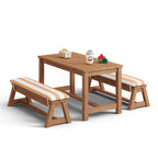 Bealife EB02 Ensemble de meubles de jardin pour enfants 4 pièces, parasol rayé et 2 bancs pour terrasses, balcons et piscines