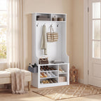 Bealife FS29 Meuble d'entrée avec patères, étagère à chaussures et compartiments ouverts
