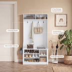 Bealife FS29 Meuble d'entrée avec patères, étagère à chaussures et compartiments ouverts