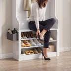 Bealife FS29 Meuble d'entrée avec patères, étagère à chaussures et compartiments ouverts