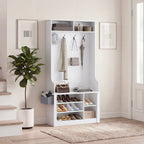 Bealife FS29 Meuble d'entrée avec patères, étagère à chaussures et compartiments ouverts