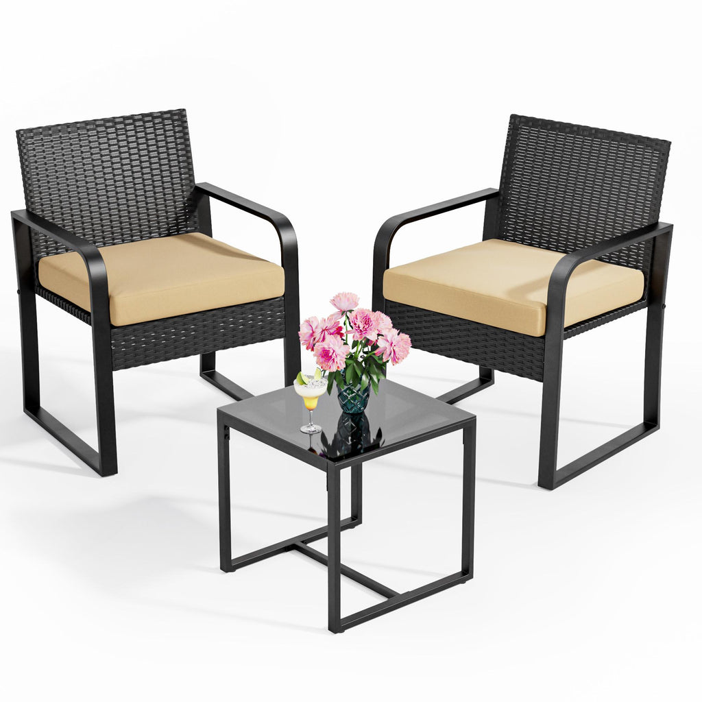 Bealife WR212 Garden Furniture Sets, 3-Piece Garden Table and Chair Set for Outdoor Relaxation