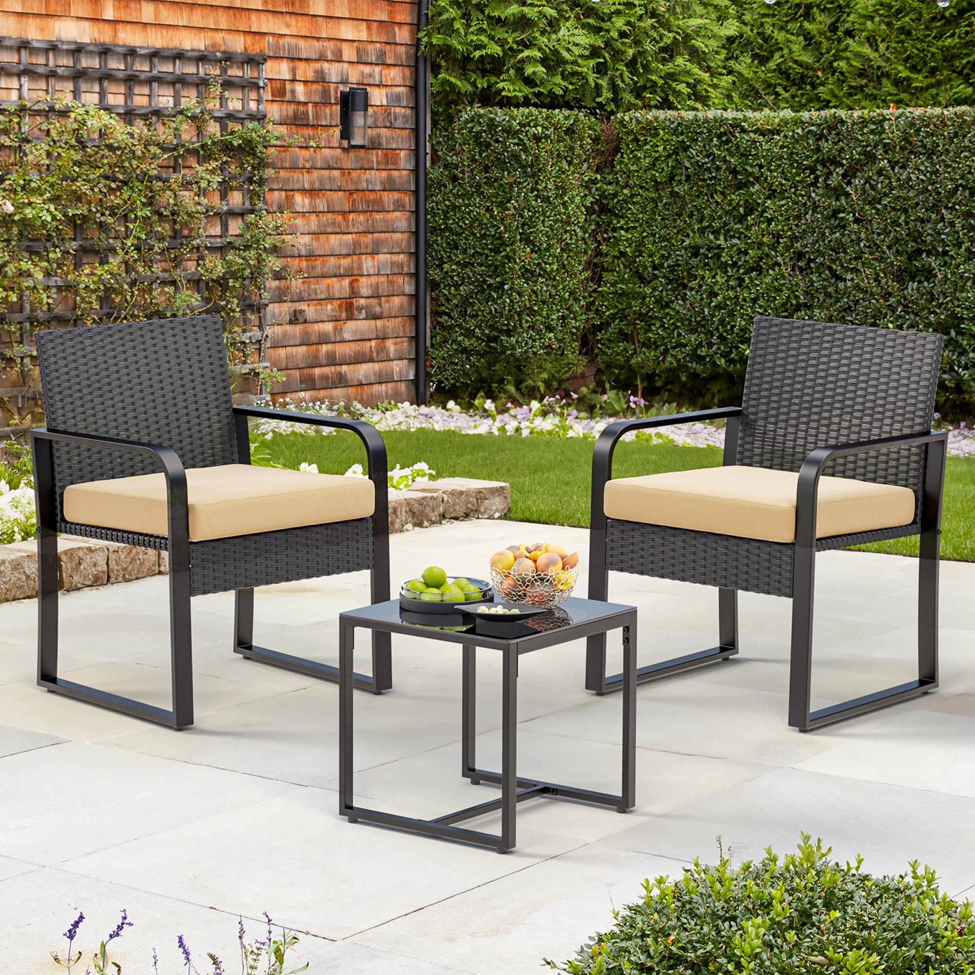 Bealife WR212 Garden Furniture Sets, 3-Piece Garden Table and Chair Set for Outdoor Relaxation
