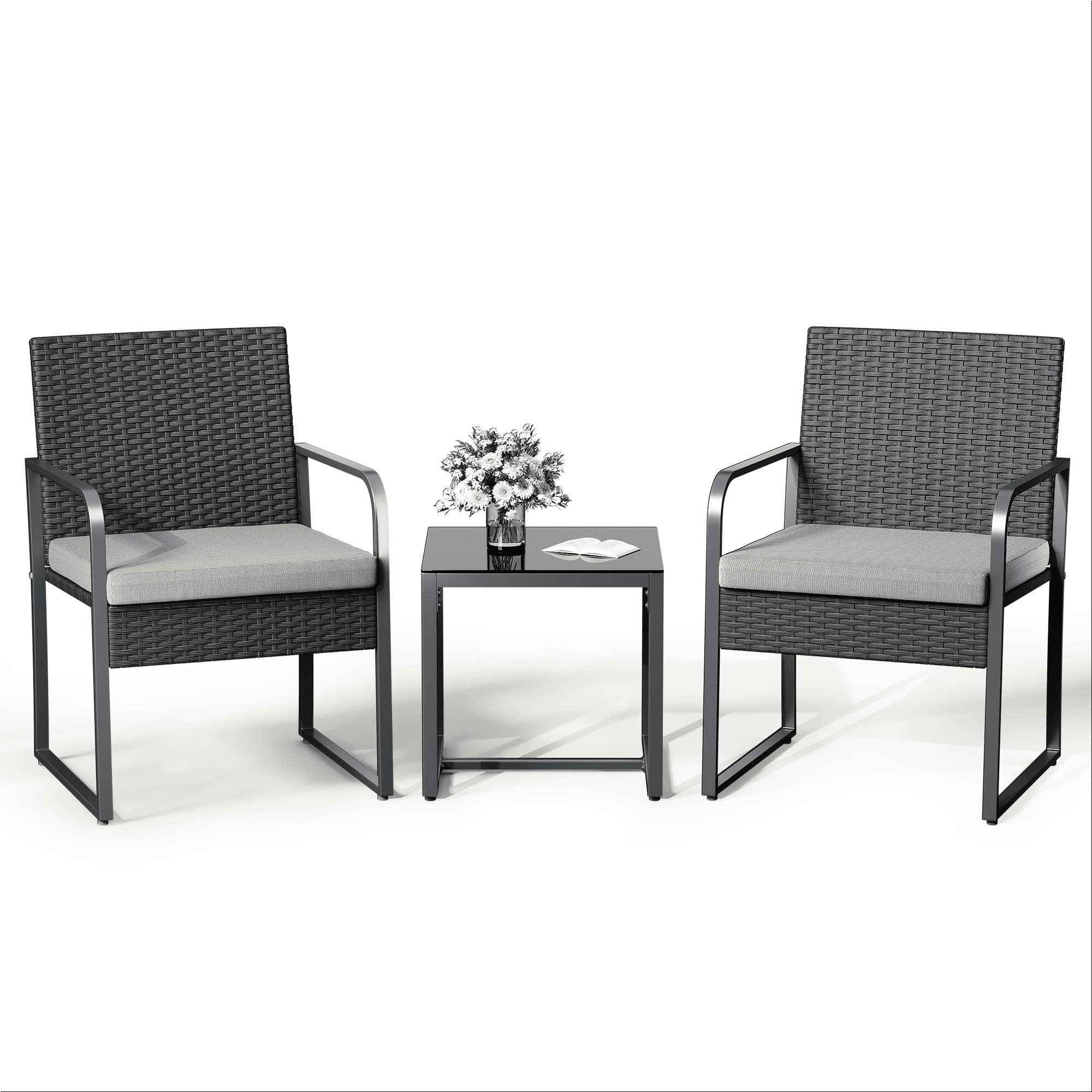 Bealife WR212 Ensembles de meubles de jardin, Ensemble table et chaises de jardin 3 pièces pour la détente en extérieur