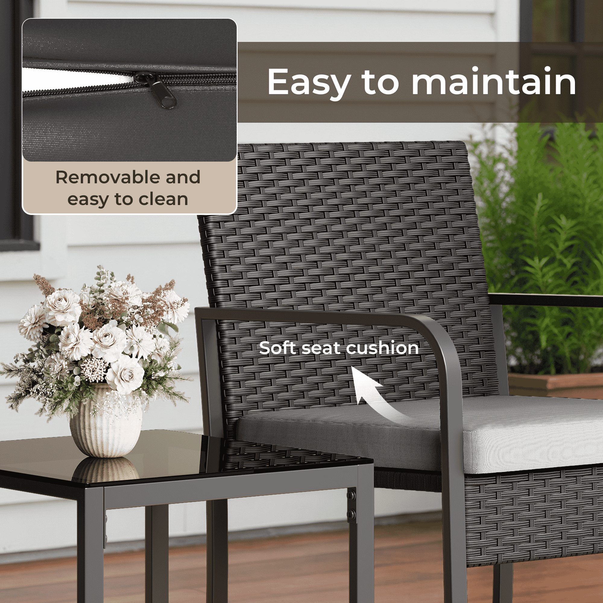 Bealife WR212 Garden Furniture Sets, 3-Piece Garden Table and Chair Set for Outdoor Relaxation