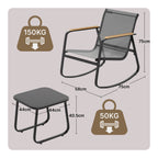 Bealife WR218 Ensemble de meubles de jardin 3 pièces, 2 chaises à bascule en maille et 1 table en verre pour meubles de balcon et salons de jardin