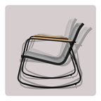 Bealife WR218 Ensemble de meubles de jardin 3 pièces, 2 chaises à bascule en maille et 1 table en verre pour meubles de balcon et salons de jardin
