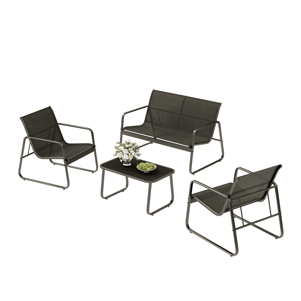 Bealife WR250 Ensembles de meubles de jardin, Salon de jardin 4 pièces, 1 table avec 1 canapé deux places et 2 fauteuils