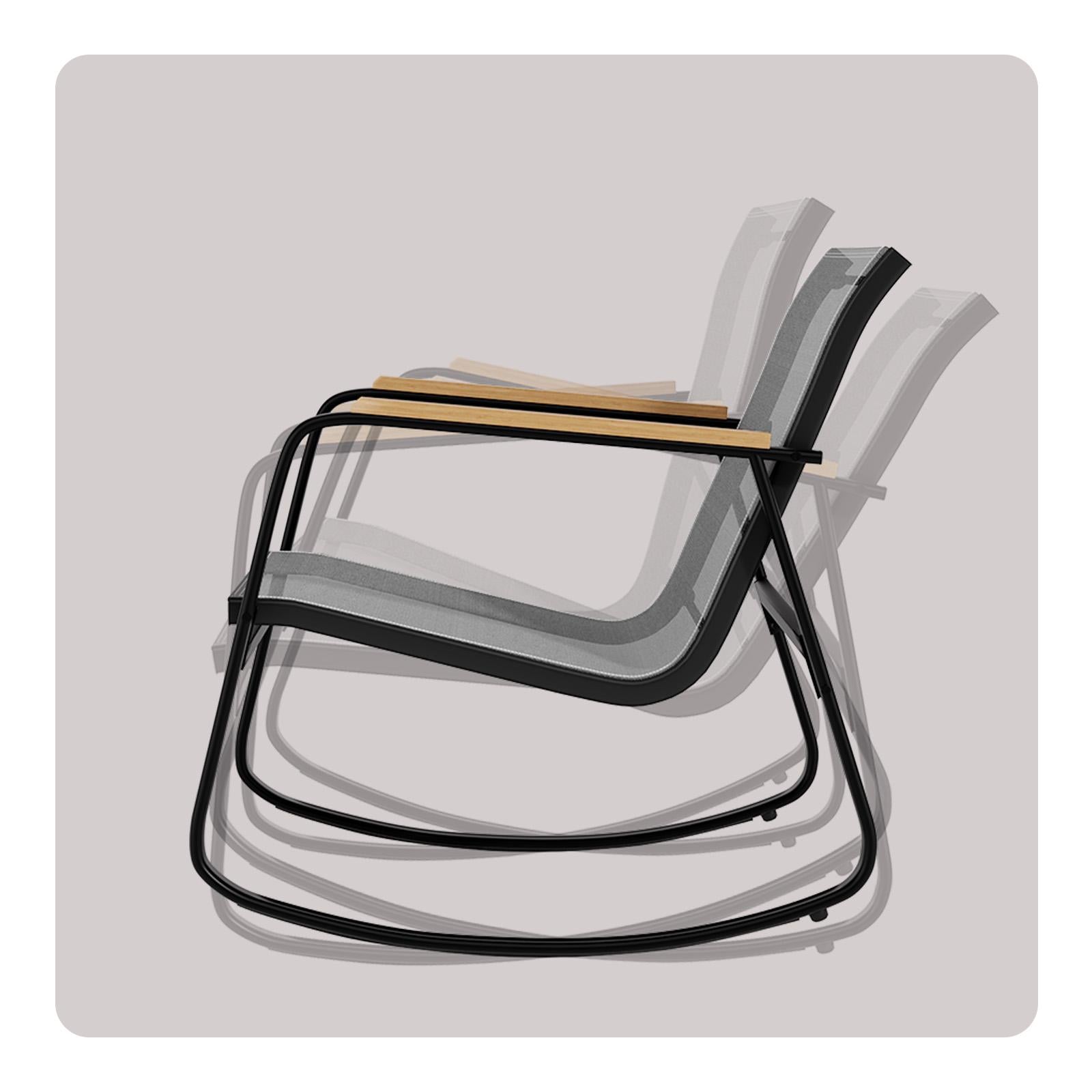 Bealife WR314 Salon de Jardin 4 Pièces, 2 Fauteuils à Bascule en Maille Respirante & 1 Table Basse en Verre, Mobilier de Balcon Résistant aux Intempéries pour Terrasse, Balcon & Extérieur