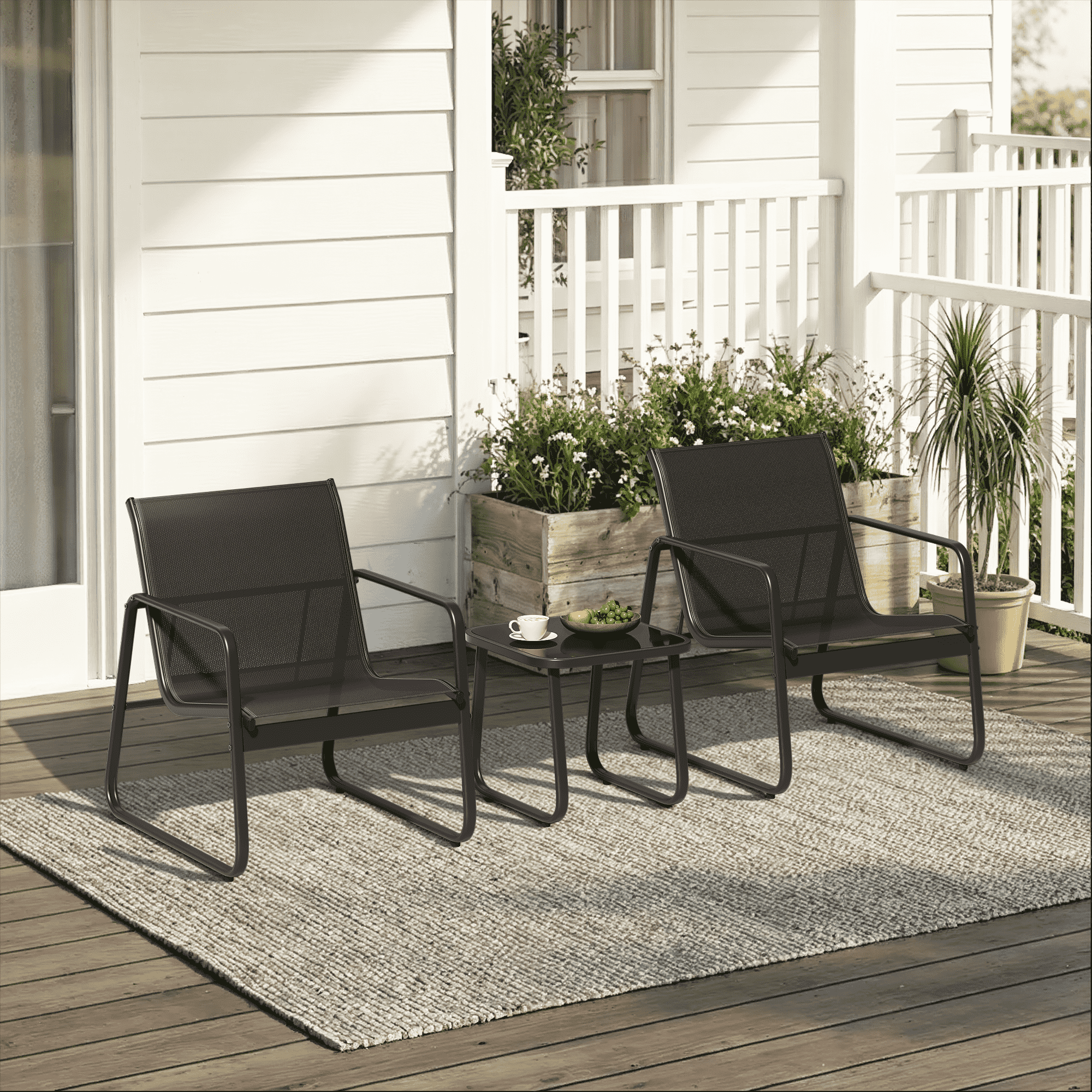 Bealife WR150, ensemble de meubles de jardin, balcon 3 pièces 2 fauteuils et 1 table pour jardin, terrasse