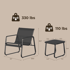 Bealife WR150, ensemble de meubles de jardin, balcon 3 pièces 2 fauteuils et 1 table pour jardin, terrasse