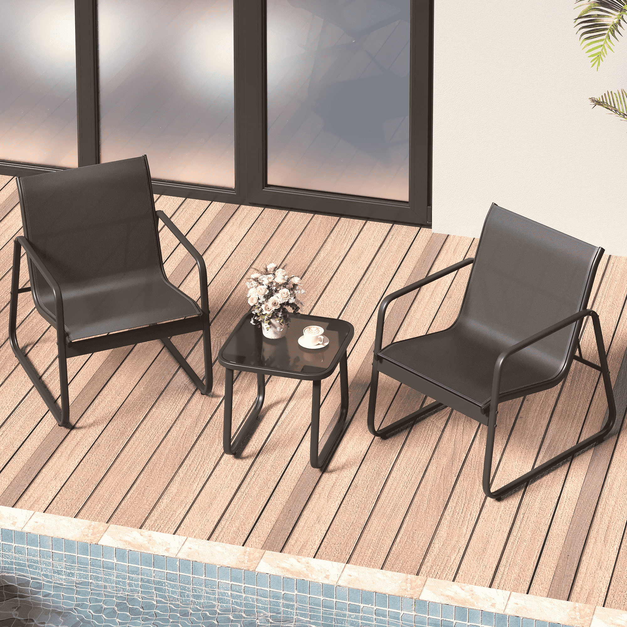 Bealife WR150, ensemble de meubles de jardin, balcon 3 pièces 2 fauteuils et 1 table pour jardin, terrasse